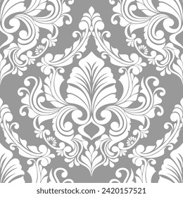 Damask seamless vector background. Wallpaper in the baroque style template. Graphic ornate pattern for wallpaper, fabric, packaging, wrapping. Damask flower ornament.