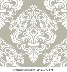 Damask seamless vector background. Wallpaper in the baroque style template. Graphic ornate pattern for wallpaper, fabric, packaging, wrapping. Damask flower ornament.