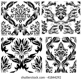 Damask seamless vector backgrounds set.  For easy making seamless pattern just drag all group into swatches bar, and use it for filling any contours.