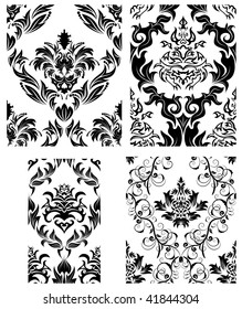 Damask seamless vector backgrounds set.  For easy making seamless pattern just drag all group into swatches bar, and use it for filling any contours.