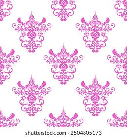 Damask seamless vector. Graphic ornate pattern for wallpaper, fabric, packaging, wrapping. Damask flower ornament. Floral pattern. Vintage wallpaper Seamless vector background