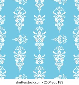 Damask seamless vector. Graphic ornate pattern for wallpaper, fabric, packaging, wrapping. Damask flower ornament. Floral pattern. Vintage wallpaper Seamless vector background