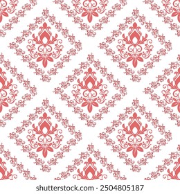 Damask seamless vector. Graphic ornate pattern for wallpaper, fabric, packaging, wrapping. Damask flower ornament. Floral pattern. Vintage wallpaper Seamless vector background