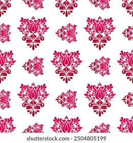 Vector sin costuras Damask. Patrón ornamentado gráfico para el Fondo de pantalla, la tela, el embalaje, el embalaje. Adorno de flores de damasco. Patrón floral. Fondo de Vector inconsútil del Fondo de pantalla de Antiguas