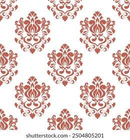 Vector sin costuras Damask. Patrón ornamentado gráfico para el Fondo de pantalla, la tela, el embalaje, el embalaje. Adorno de flores de damasco. Patrón floral. Fondo de Vector inconsútil del Fondo de pantalla de Antiguas