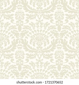 Damask Seamless Vector Pattern. Classic Old Fashioned Damask Ornament, Royal Victorian Seamless Texture For Wallpaper, Textile, Packaging. Baroque Floral Pattern