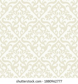 Damask seamless vector pattern. Classic old fashioned damask ornament, royal victorian seamless texture for wallpaper, textile, packaging. Baroque floral pattern
