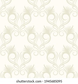 Damask seamless vector pattern. Classic old fashioned damask ornament, royal victorian seamless texture for wallpaper, textile, packaging. Baroque floral pattern