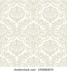 Damask seamless vector pattern. Classic old fashioned damask ornament, royal victorian seamless texture for wallpaper, textile, packaging. Baroque floral pattern