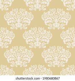 Damask seamless vector pattern. Classic old fashioned damask ornament, royal victorian seamless texture for wallpaper, textile, packaging. Baroque floral pattern
