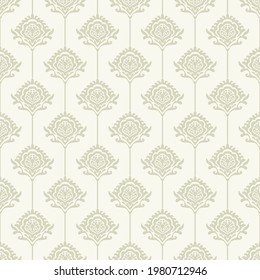 Damask Seamless Vector Pattern. Classic Old Fashioned Damask Ornament, Royal Victorian Seamless Texture For Wallpaper, Textile, Packaging. Baroque Floral Pattern