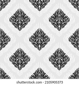 Damask seamless vector pattern. Classic old fashioned damask ornament, royal victorian seamless texture for wallpaper, textile, packaging. Baroque floral pattern