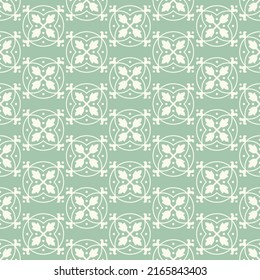 Damask seamless vector pattern. Classic vintage damask ornament, royal victorian geometric seamless pattern for wallpaper, textile, packaging. Floral baroque pattern, green background