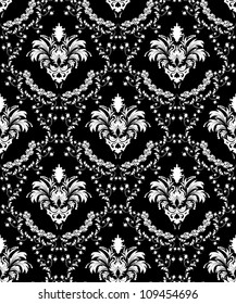 Damask seamless vector pattern.  For easy making seamless pattern just drag all group into swatches bar, and use it for filling any contours.