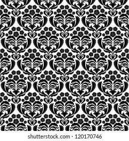 Damask seamless vector pattern.  For easy making seamless pattern just drag all group into swatches bar, and use it for filling any contours.