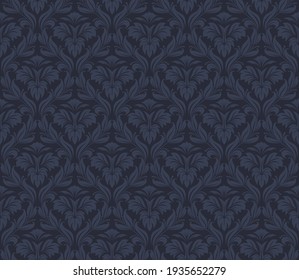 Damask Seamless Vector Pattern.  Elegant Design In Royal  Baroque Style Background Texture. Floral And Swirl Element.  Ideal For Textile Print And Wallpapers.