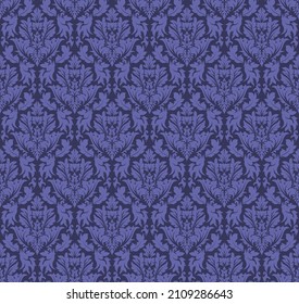 Damask Seamless Vector Pattern.  Elegant Design in Royal  Baroque Style Background Texture. Floral and Swirl Element.  Ideal for Textile Print and Wallpapers.