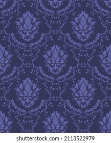 Damask Seamless Vector Pattern.  Elegant Design in Royal  Baroque Style Background Texture. Floral and Swirl Element.  Ideal for Textile Print and Wallpapers.
