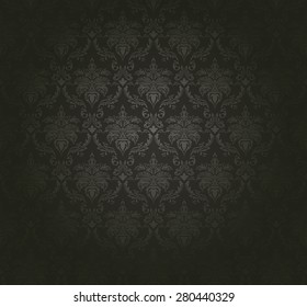 Damask Seamless Vector Pattern.  Elegant Design in Baroque Style Background. Floral and Swirl Element. Black, Grey Gradients Color. Ideal for Textile Print and Wallpapers.