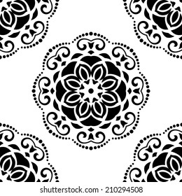 Damask seamless vector pattern with floral elements. Abstract background in the style of Baroque