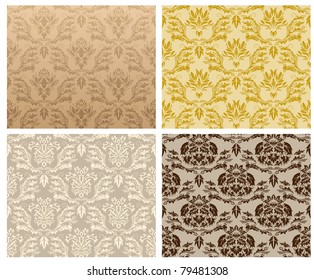 Damask seamless vector pattern set.  For easy making seamless pattern just drag all group into swatches bar, and use it for filling any contours.