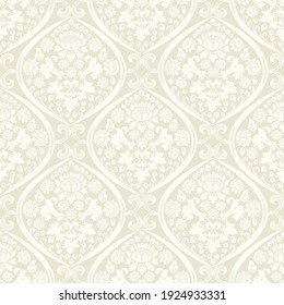Damask seamless vector pattern. Vintage damask ornament, royal victorian geometric seamless pattern for wallpaper, textile, packaging. Floral baroque pattern 