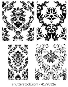 Damask seamless vector patterns set.  For easy making seamless pattern just drag all group into swatches bar, and use it for filling any contours.