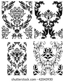 Damask seamless vector patterns set.  For easy making seamless pattern just drag all group into swatches bar, and use it for filling any contours.