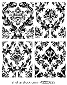 Damask seamless vector patterns set.  For easy making seamless pattern just drag all group into swatches bar, and use it for filling any contours.