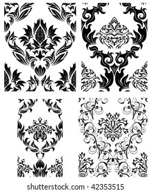 Damask seamless vector patterns set.  For easy making seamless pattern just drag all group into swatches bar, and use it for filling any contours.