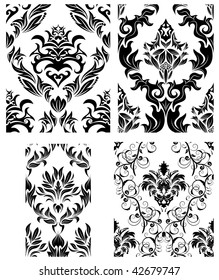 Damask seamless vector patterns set.  For easy making seamless pattern just drag all group into swatches bar, and use it for filling any contours.