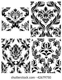 Damask seamless vector patterns set.  For easy making seamless pattern just drag all group into swatches bar, and use it for filling any contours.