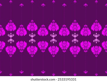 Damask seamless violet background. Design  for wallpaper, fabric, packaging, wrapping. Damask flower ornament.