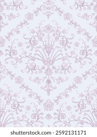 Damask seamless watercolor pattern element. Vector classical luxury old fashioned damask ornament, royal victorian seamless texture for wallpapers, textile. Vintage exquisite floral baroque