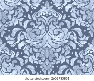 Damask seamless watercolor pattern element. Vector classical luxury old fashioned damask ornament, royal victorian seamless texture for wallpapers, textile. Vintage exquisite floral baroque