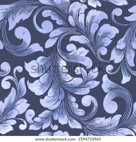 Damask seamless watercolor pattern element. Vector classical luxury old fashioned damask ornament, vintage seamless texture for wallpapers, textile.