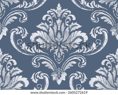 Damask seamless watercolor pattern element. Vector classical luxury old fashioned damask ornament, royal victorian seamless texture for wallpapers, textile. Vintage exquisite floral baroque