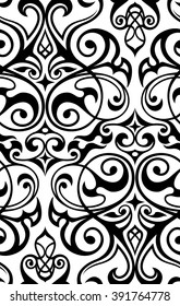 Damask seamless white and black pattern.