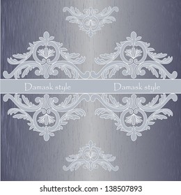 Damask style. Abstract vector greeting card.  Wedding card or invitation with abstract background. Perfect for wrapping paper.