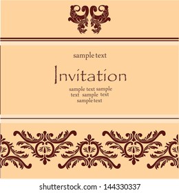 Damask style. Abstract vector greeting card.  Wedding card or invitation with abstract background. Perfect for invitations.