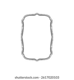 A damask style modern border edge with hand drawn sketch style and dashes. Line drawn black illustration.
