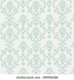 Damask style ornament pattern in green color. Vector