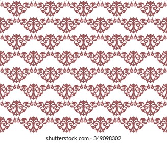 Damask style ornament pattern in red. Vector