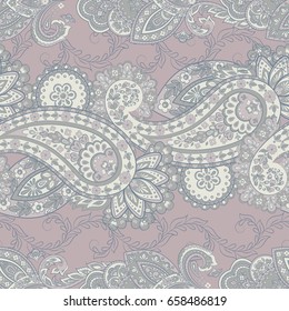 Damask style paisley floral seamless pattern