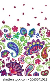 Damask style paisley floral vertical seamless pattern. Vector eps8