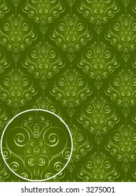 Damask Style Pattern Background - Green texture - Vector Include layer whit pattern design source