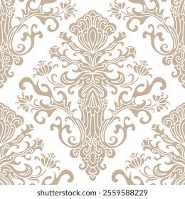 Damask style pattern, paisley floral pattern, white background. Seamless floral pattern-523.