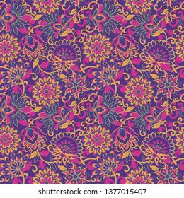 Damask style seamless floral pattern