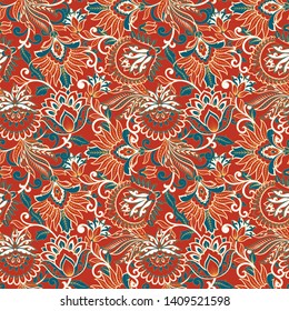 Damask style seamless floral pattern