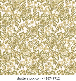 Damask style seamless floral pattern